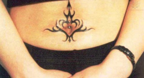New Tribal Belly Button Tattoo Design